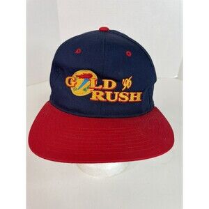 Vintage 1996 Gold Rush Snapback Hat, Dark Blue, Yupoong, Rare, EUC,